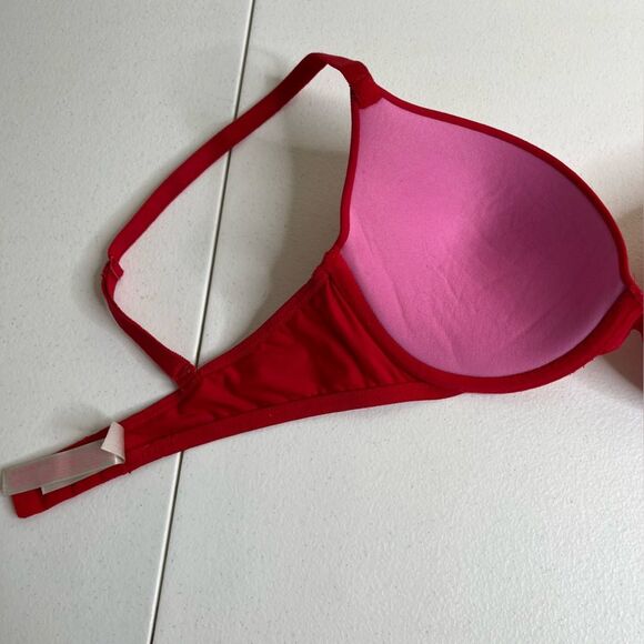 Pink Victorias Secret Red Wear Everywhere Push Up Bra Size 34C Convertible Strap - Picture 9 of 15